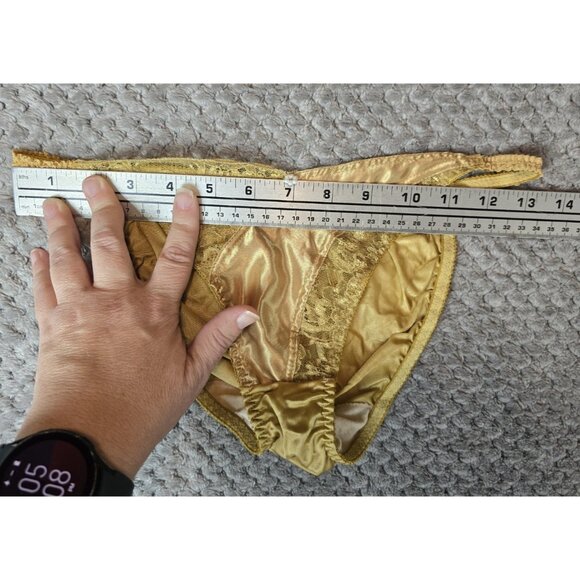 Christian Dior Gold Satin & Lace Panties Size M Vintage Lingerie Hi-Cut USA Made - Picture 6 of 6
